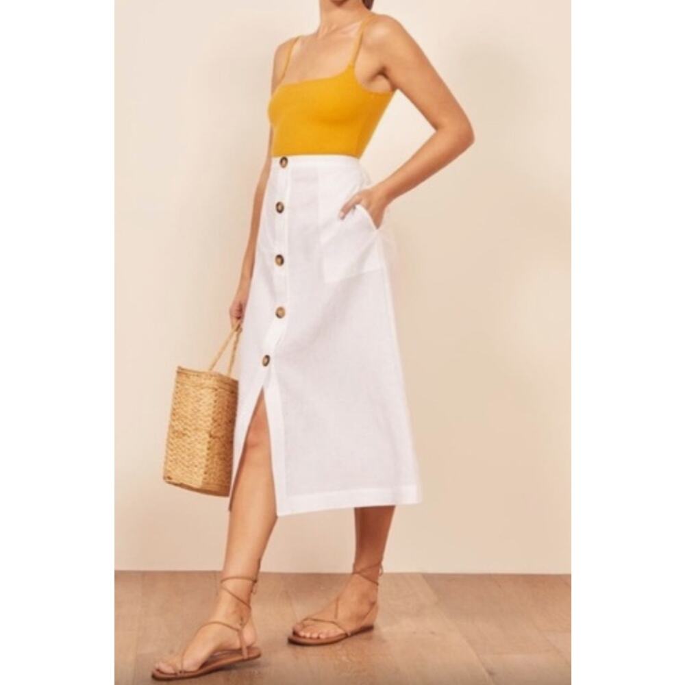Reformation White Midi Skirt